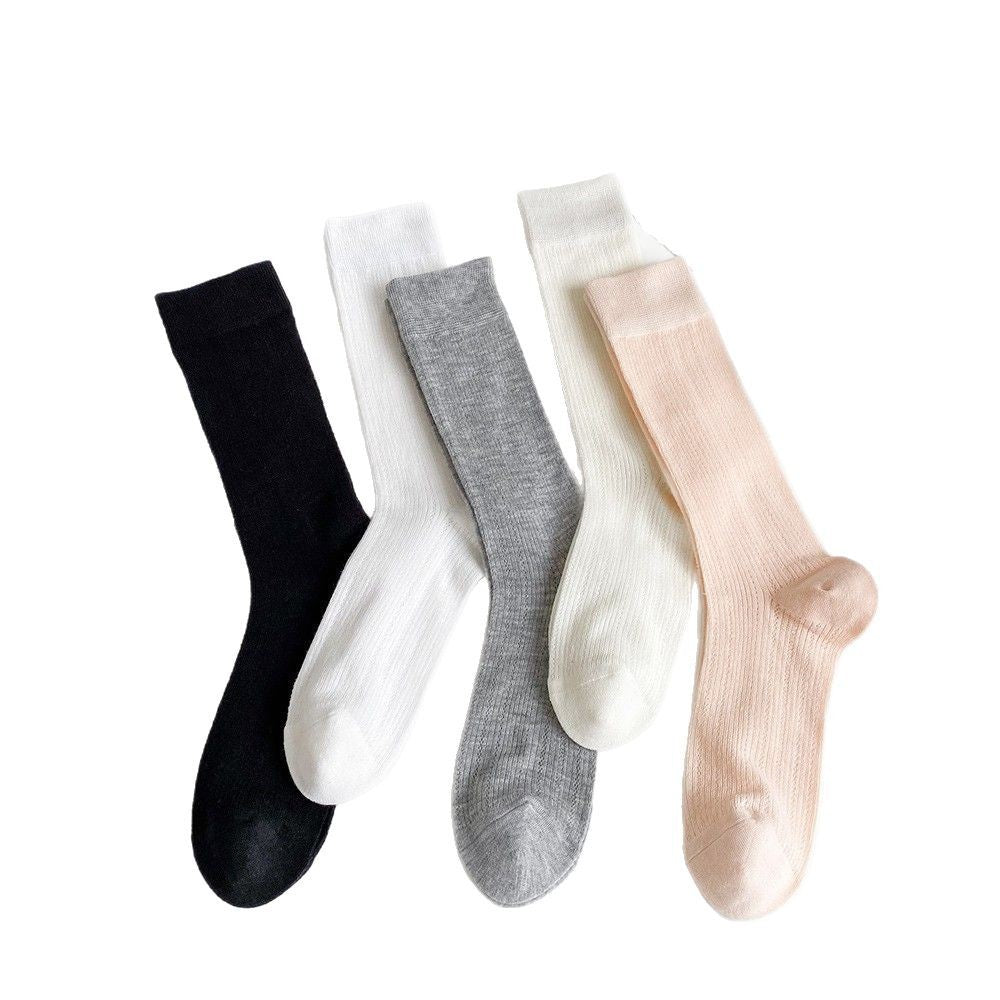 Thin Cotton Calf Socks | Breathable Solid Summer Socks for Women