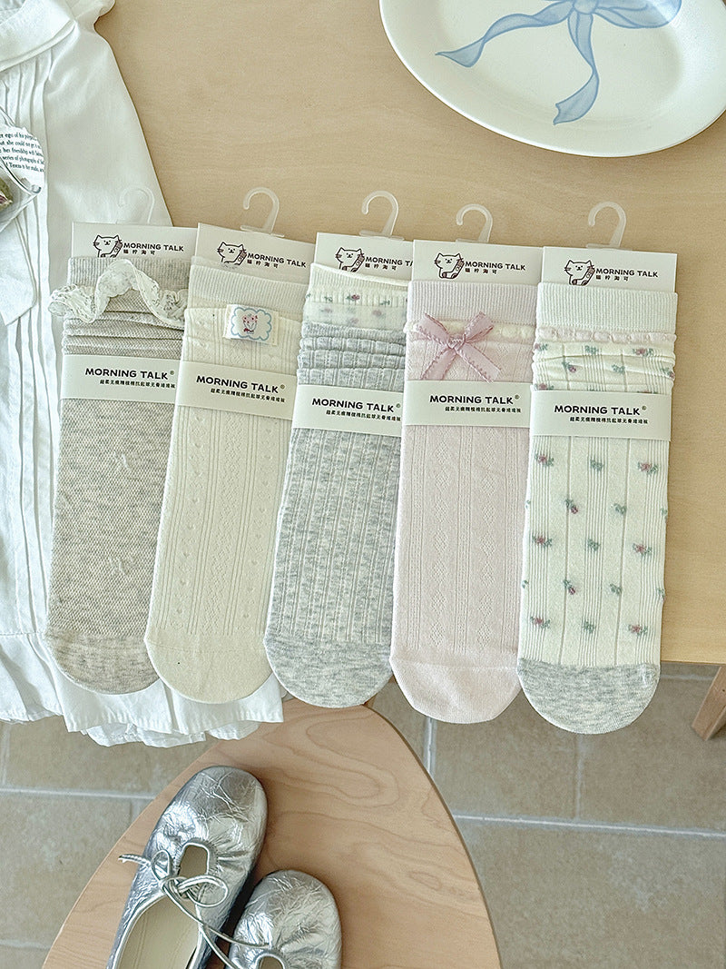 Seamless Cotton Crew Socks for Women | Fresh Pastel Slouch Socks