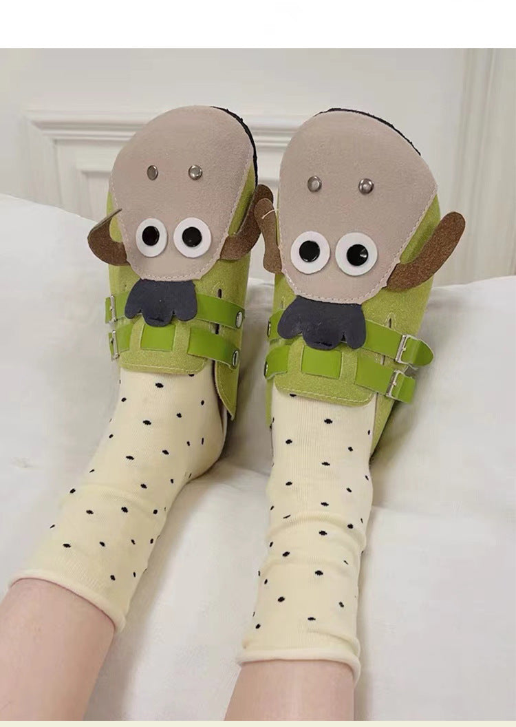 Polka Dot Cotton Crew Socks | Women's Rolled Edge Mid Calf Socks