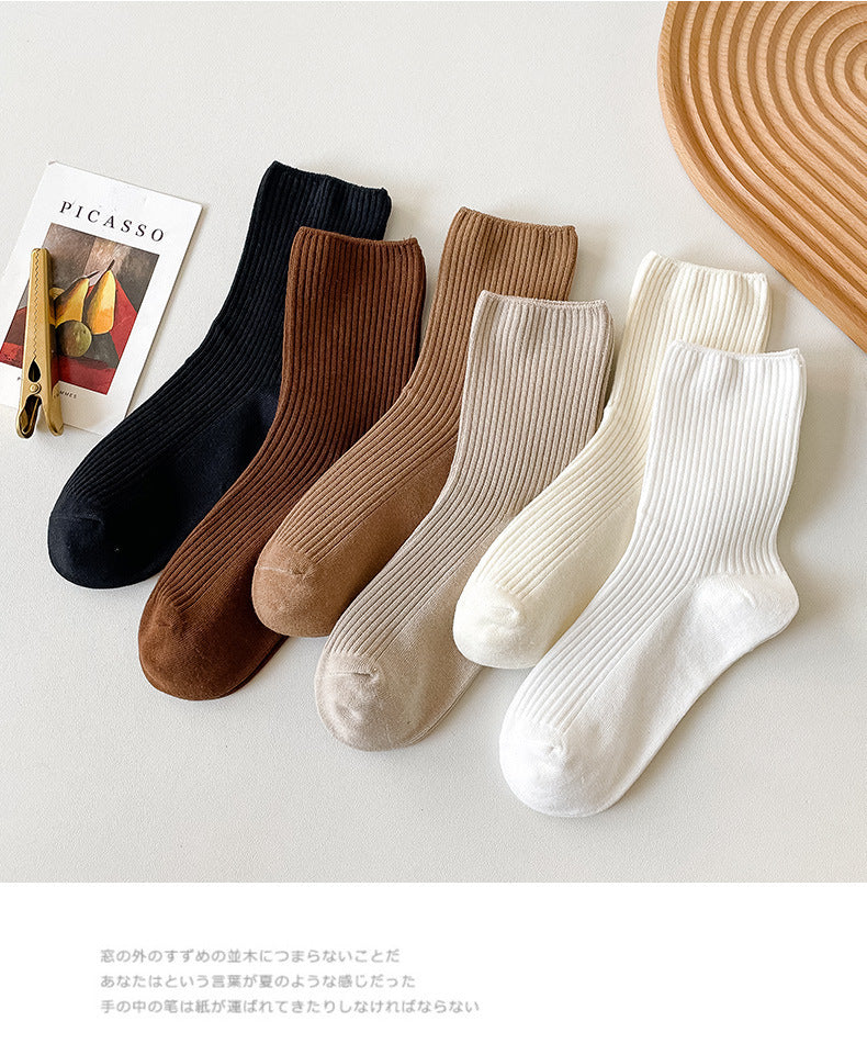 Trendy Slouch Crew Socks | Solid Neutral Socks for Women