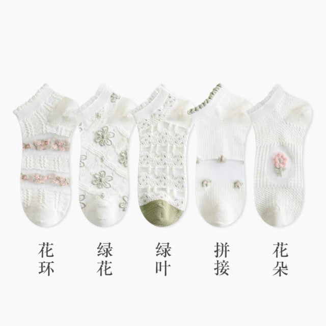 Floral Ankle Socks for Women | Breathable Summer Low Cut Socks