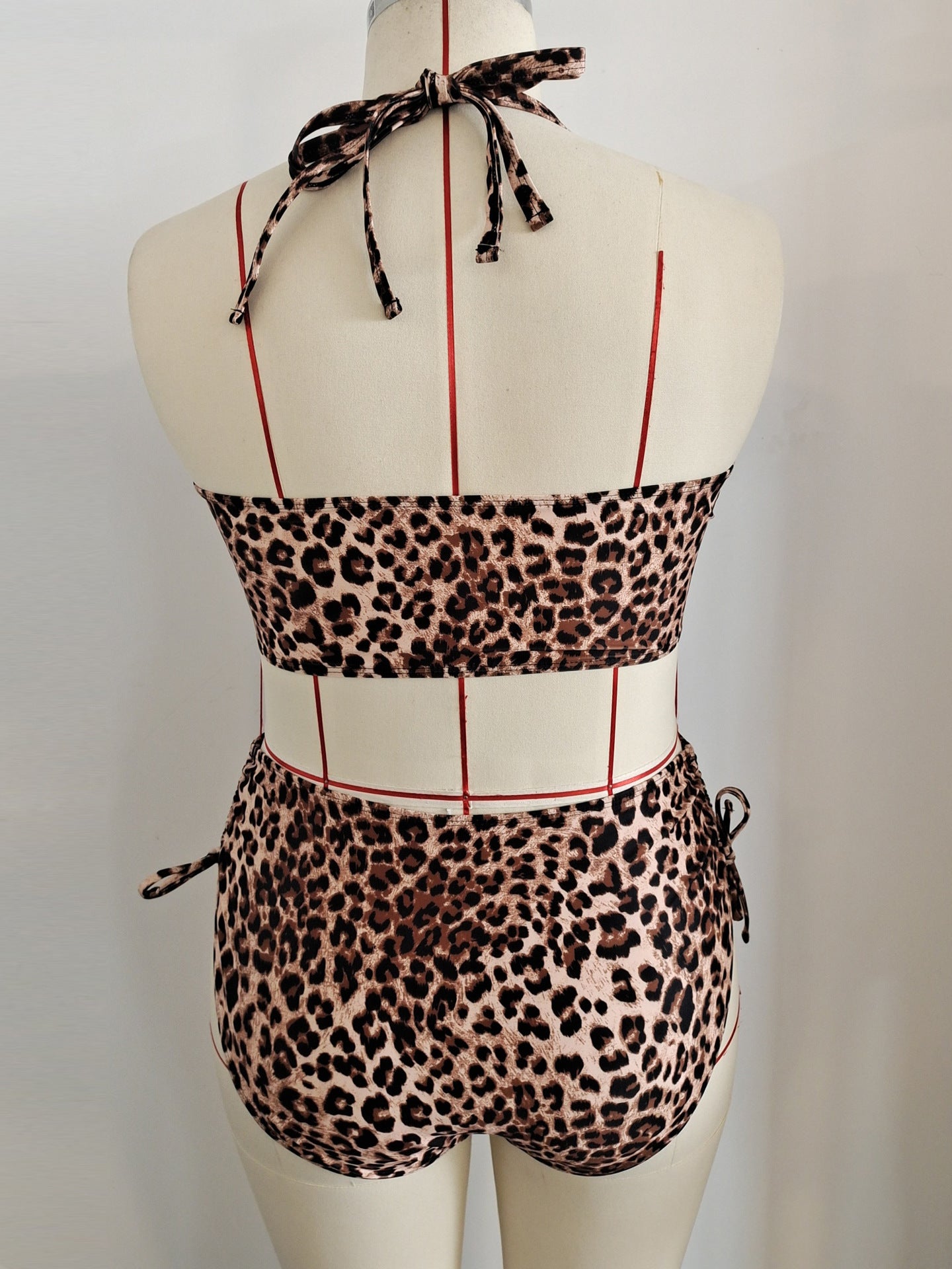Plus Size Leopard Halter Tie-Side Bikini | Women's Beach Swimwear