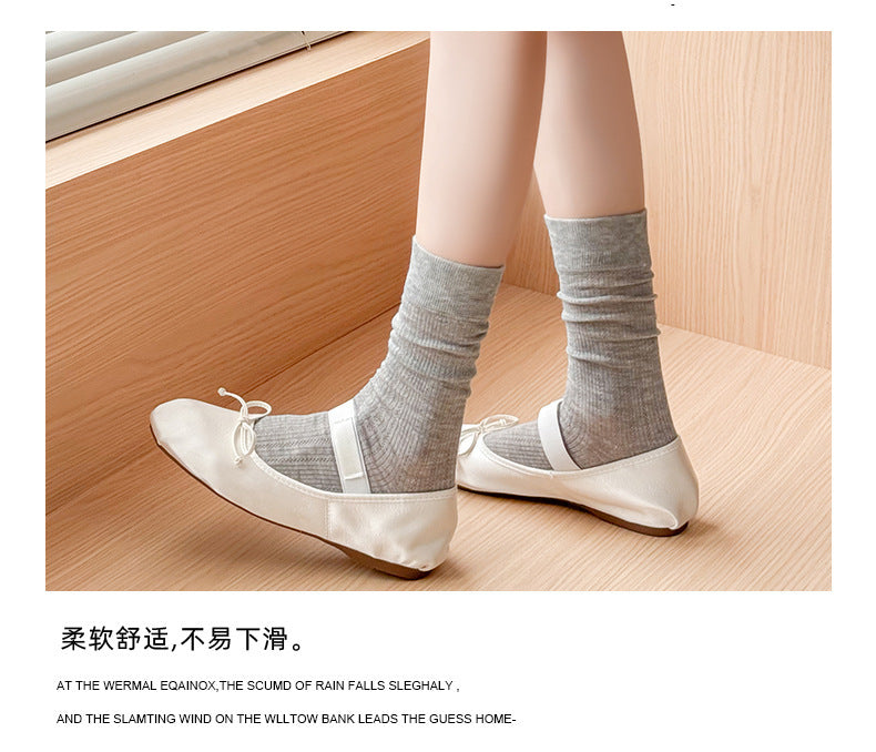 Thin Cotton Calf Socks | Breathable Solid Summer Socks for Women