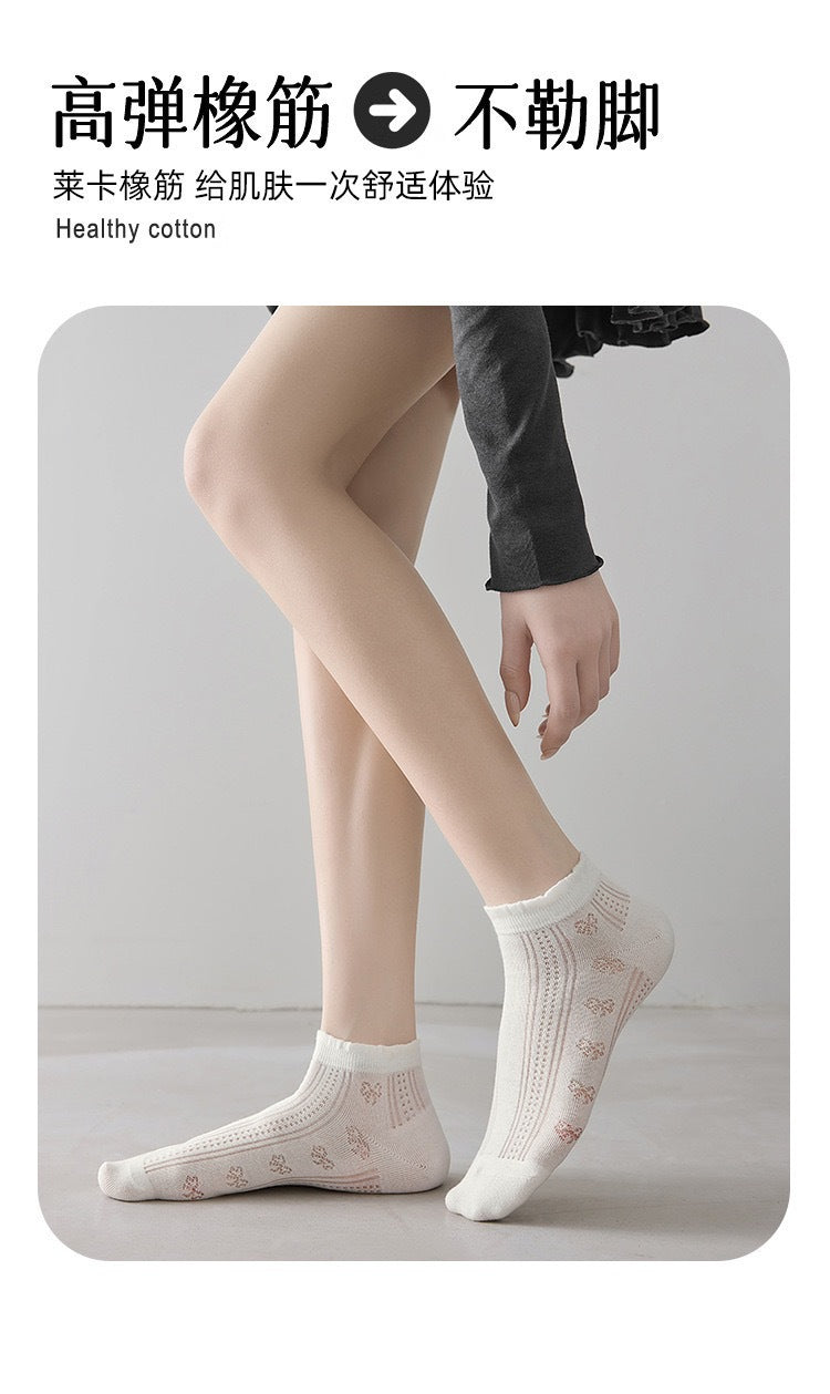 Feminine Bow Ankle Socks | Combed Cotton Women's Socks