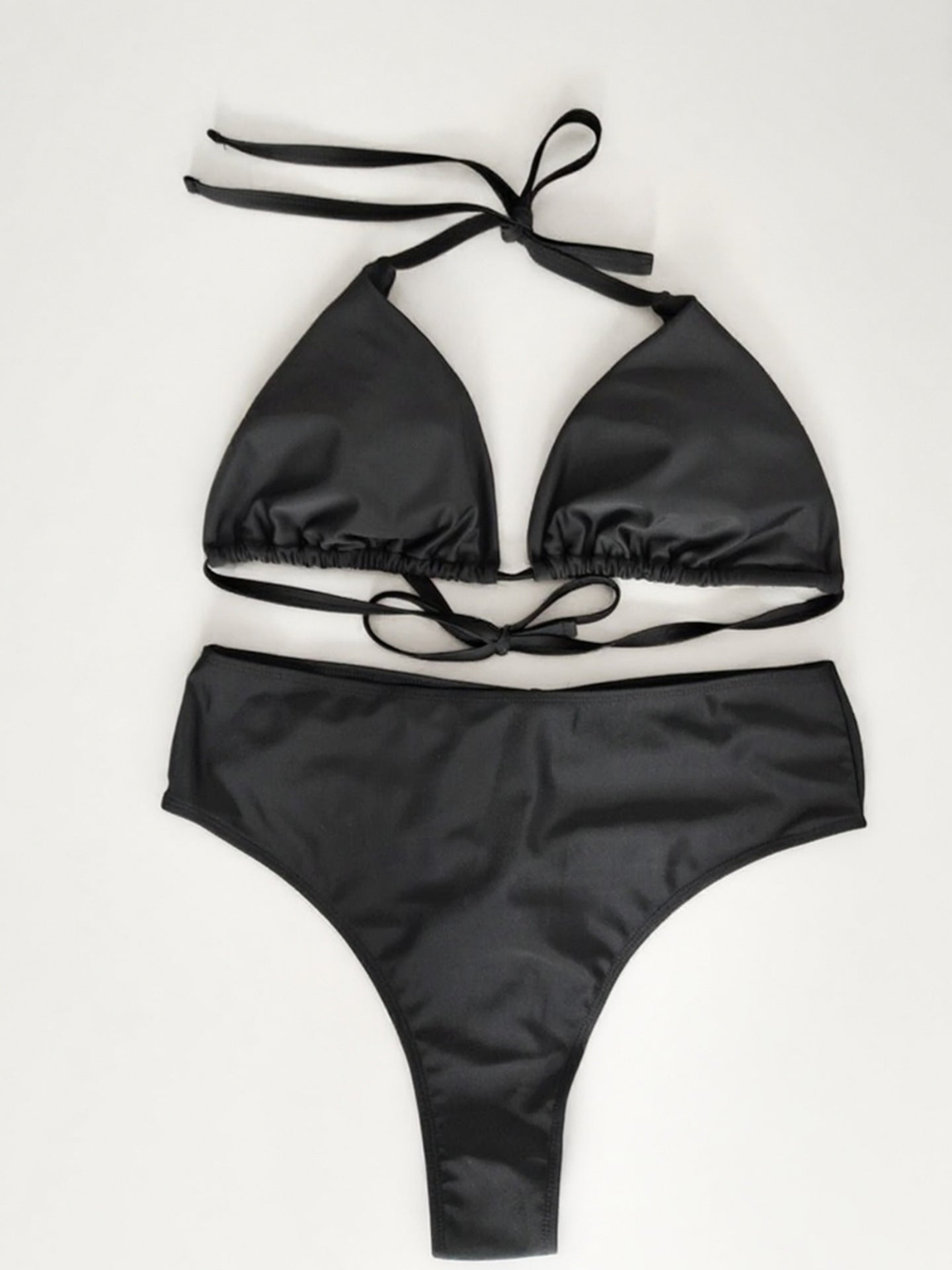 Plus Size Deep V Halter Bikini Set | Black Leopard Swimwear