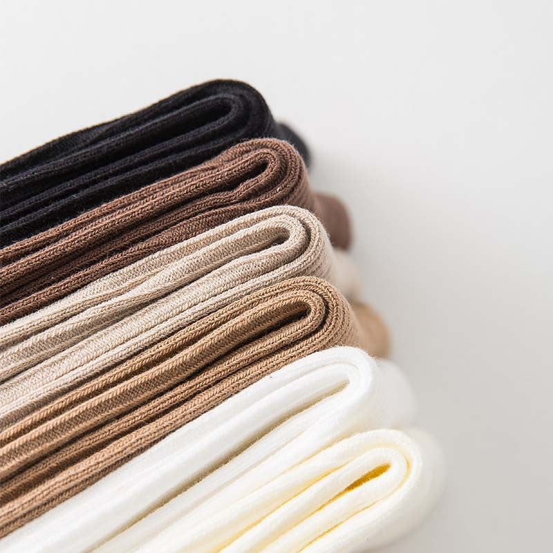 Ribbed Cotton Crew Socks for Women | Neutral Winter Slouch Socks