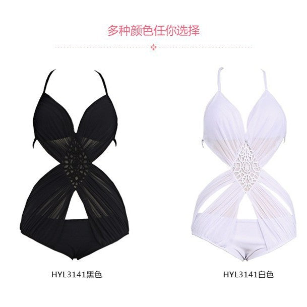 Sexy Halter Cutout One-Piece Swimsuit | Tummy Control Swimwear