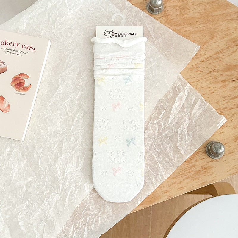 Cute Cotton Crew Socks for Women | Breathable Summer Mid-Calf Socks
