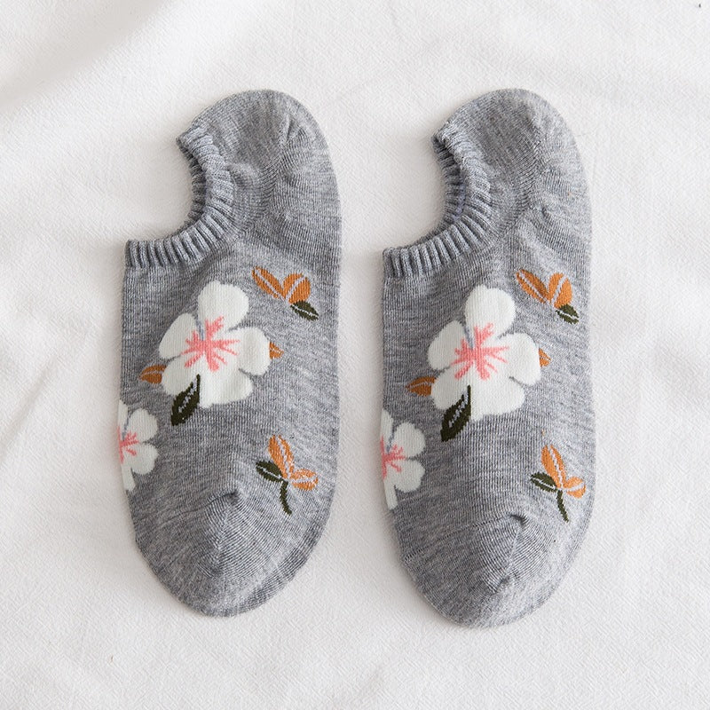 Floral No-Show Socks for Women | Soft Cotton Low Cut Socks