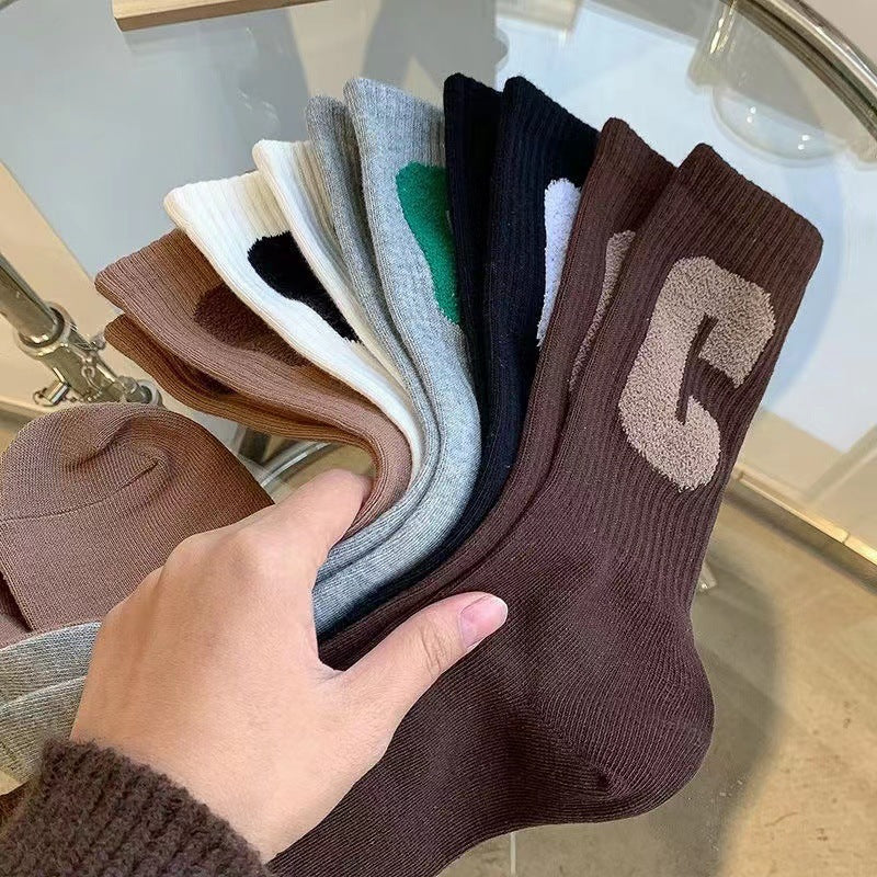Trendy C Logo Crew Socks for Women | Soft Everyday Casual Socks