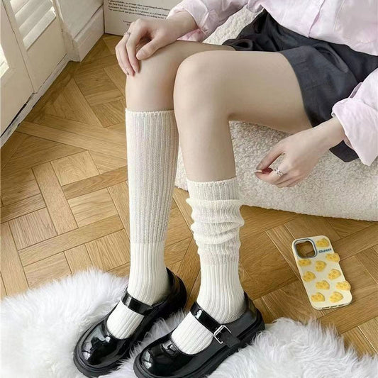 Slouch Knee High Crew Socks | Vertical Striped Slimming Socks for Women
