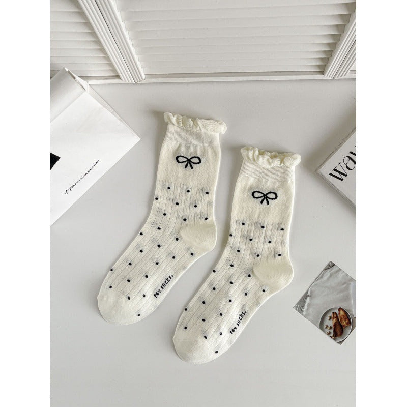 Balletcore Bow Crew Socks for Women | Breathable Summer Socks
