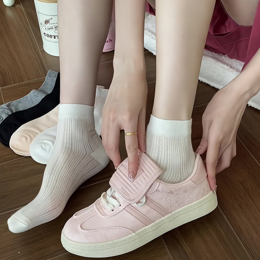 Breathable Mesh Ankle Socks for Women | Summer Thin Solid Socks