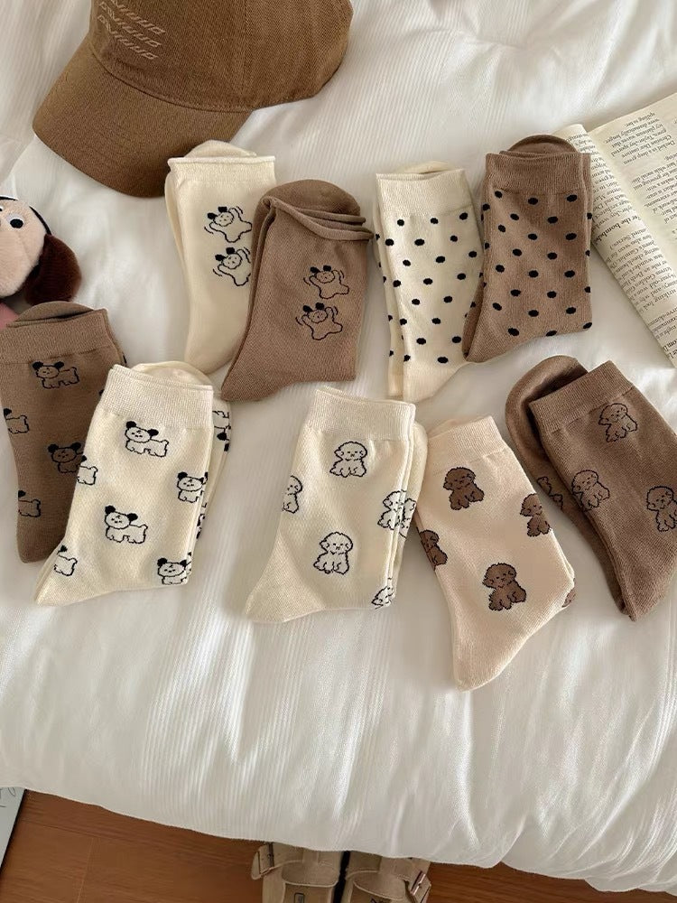 Cozy Cotton Crew Socks | Cute Puppy Winter Socks for Women
