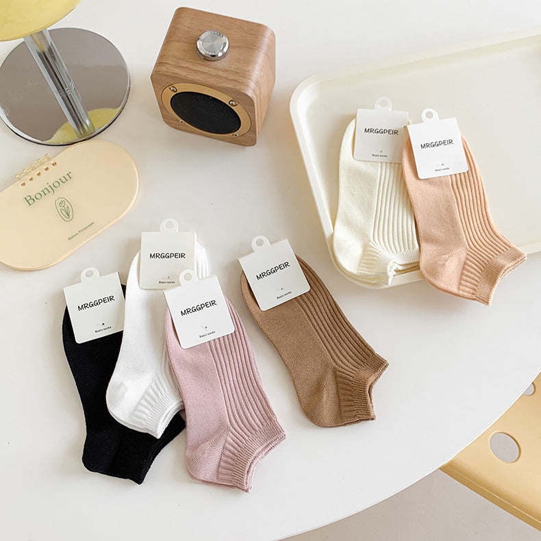 Solid Cotton Ankle Socks for Women | Breathable Everyday Short Socks