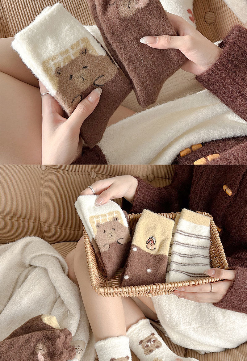 Cute Cozy Fuzzy Crew Socks | Warm Winter Socks for Women