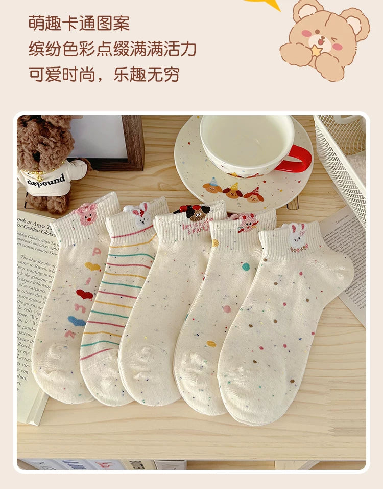 Cute Cartoon Cotton Ankle Socks for Women | Breathable Summer Socks