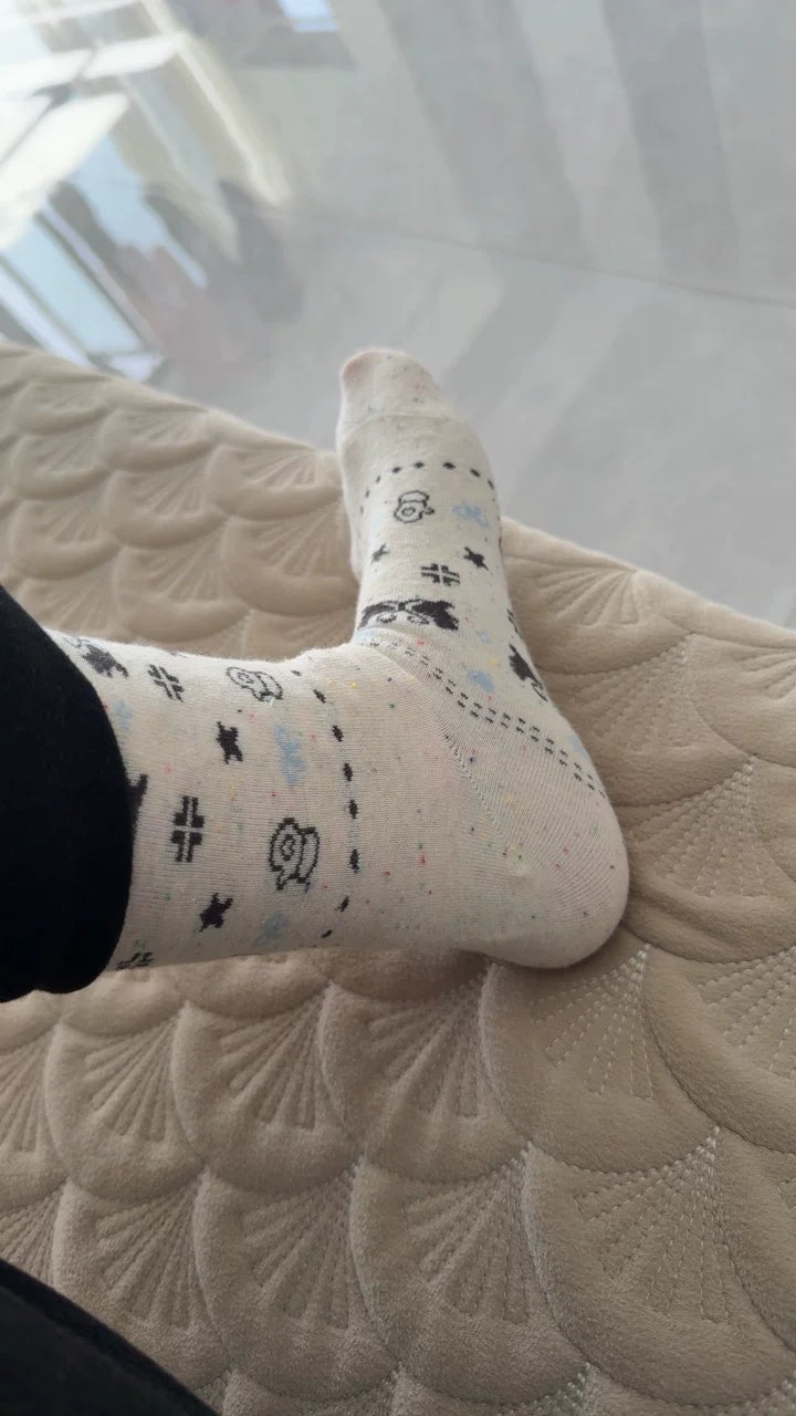 Cozy Cotton Crew Socks for Women | Cute Patterned Winter Socks