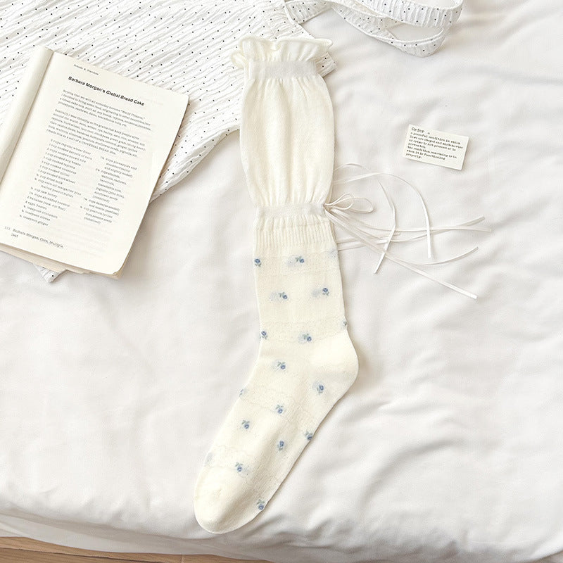 Cotton Floral Ballet Crew Socks | Breathable Socks for Women