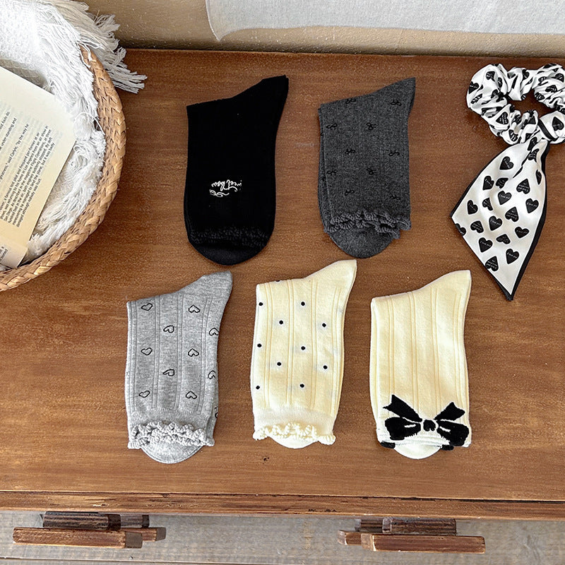 Cute Cotton Crew Socks for Women | Patterned Fall Winter Socks
