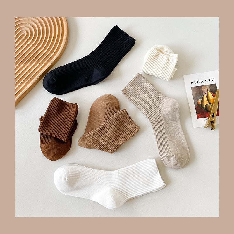 Trendy Slouch Crew Socks | Solid Neutral Socks for Women