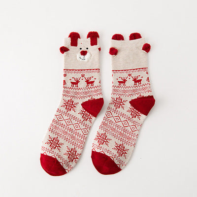 3D Reindeer Christmas Novelty Crew Socks for Women