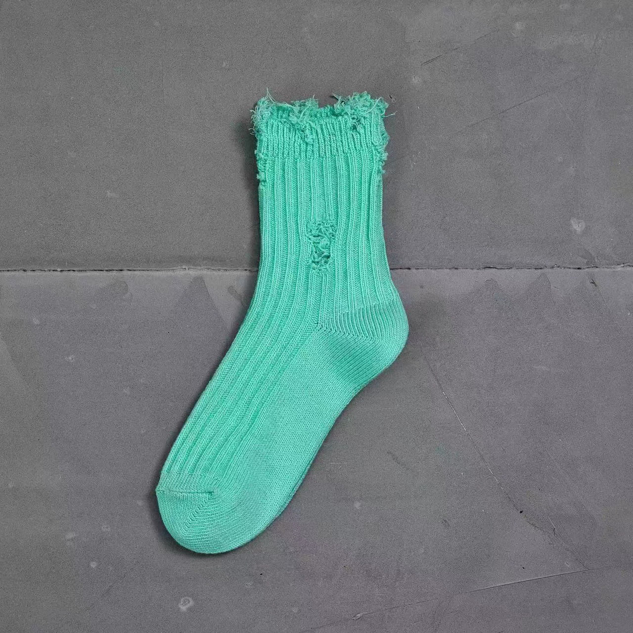 Distressed Ripped Crew Socks | Trendy Cotton Casual Everyday Socks