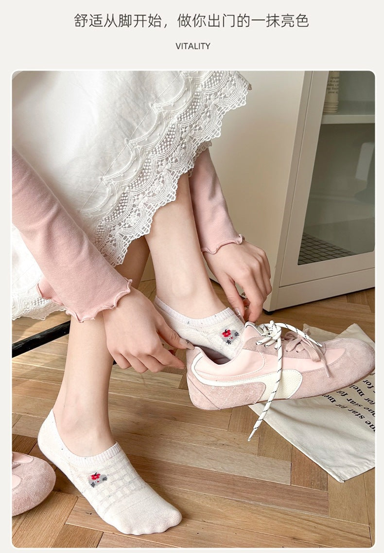 No-Show Socks for Women | Cute Cat Non-Slip Cotton Socks