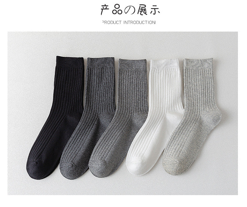 Solid Cotton Crew Socks for Men | Breathable Work & Athletic Socks