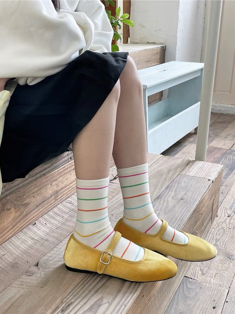 Cute Cotton Crew Socks for Women | Colorful Dopamine Patterned Socks