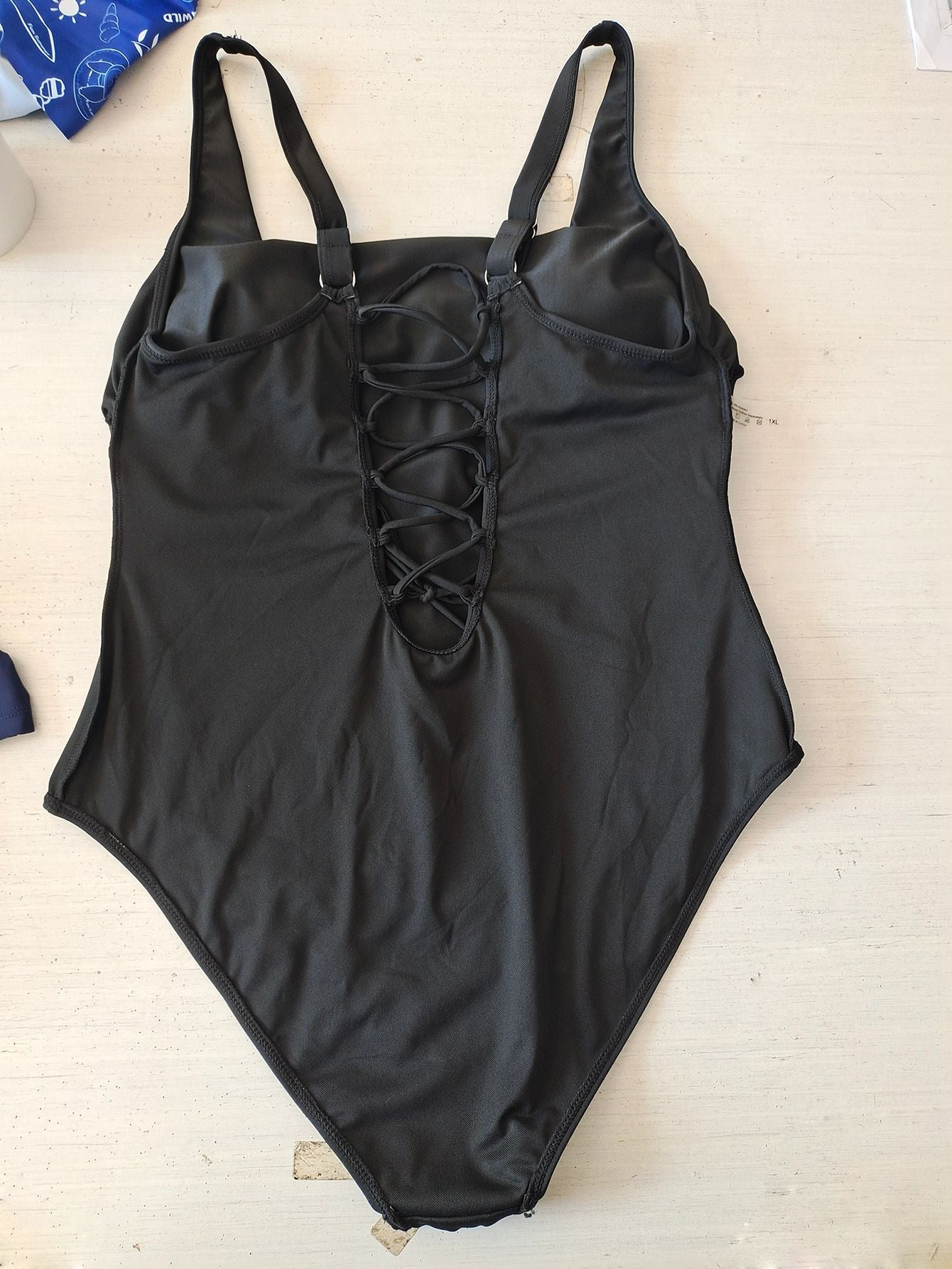 Black Plus Size Square Neck One-Piece Swimsuit | Curvy Women's Swimwear
