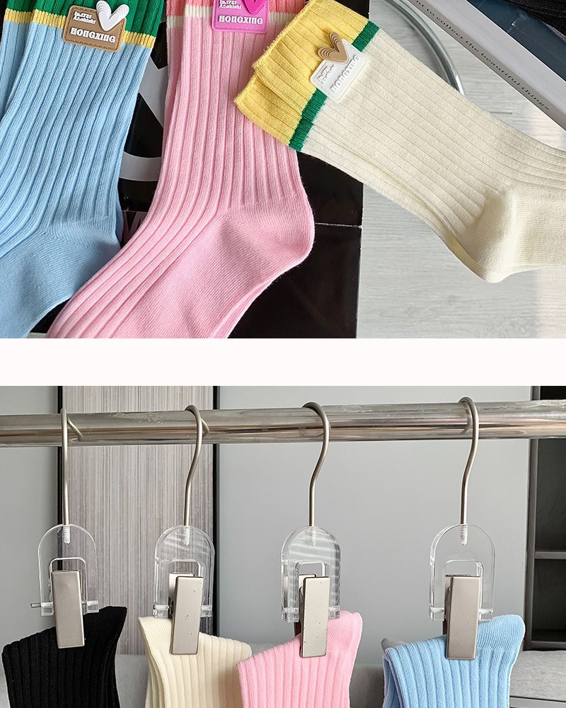 Trendy Colorblock Crew Socks for Women | Dopamine Style