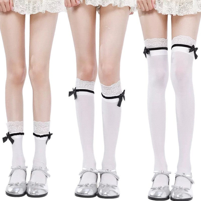 Lace Bow Balletcore Socks for Women | Lightweight Sheer Summer Socks