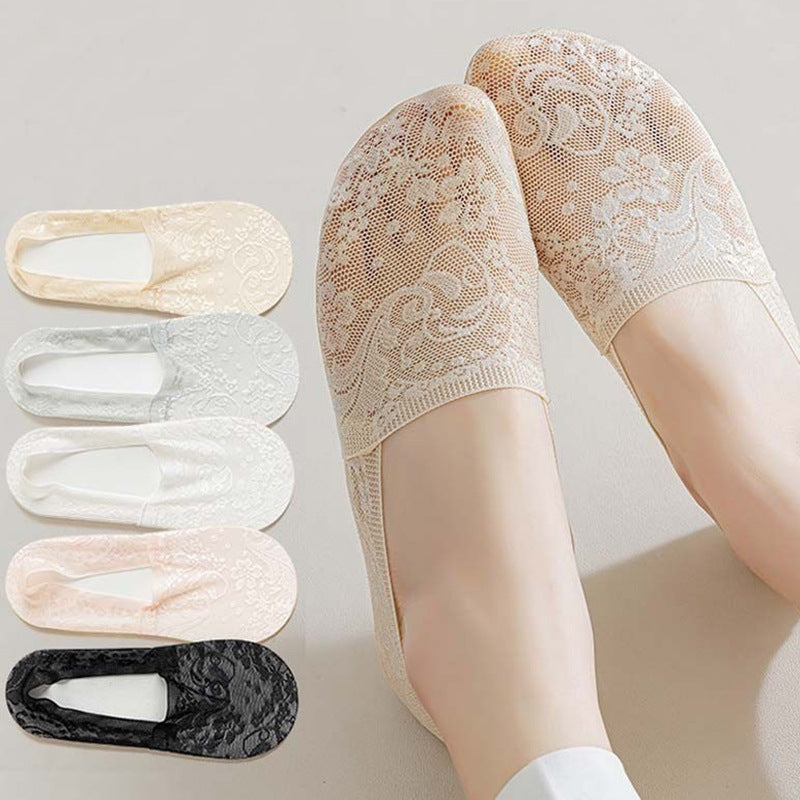 Lace No-Show Socks for Women | Non Slip Invisible Summer Socks