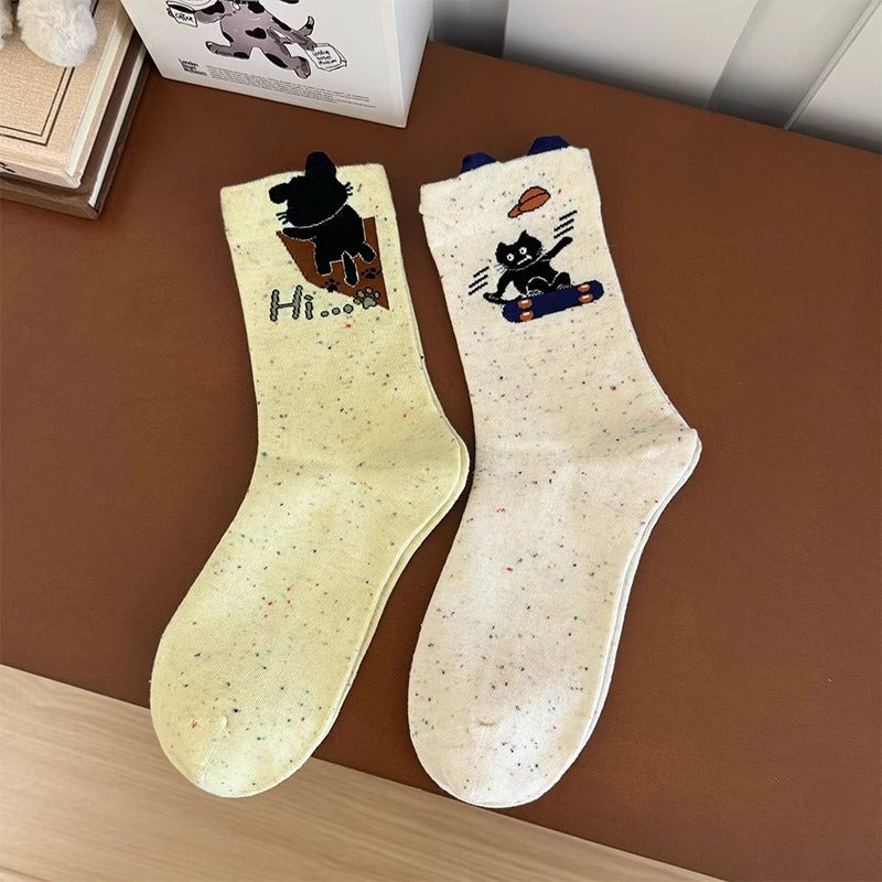 Cute Novelty Crew Socks | Fun Cartoon Patterned Socks for Women