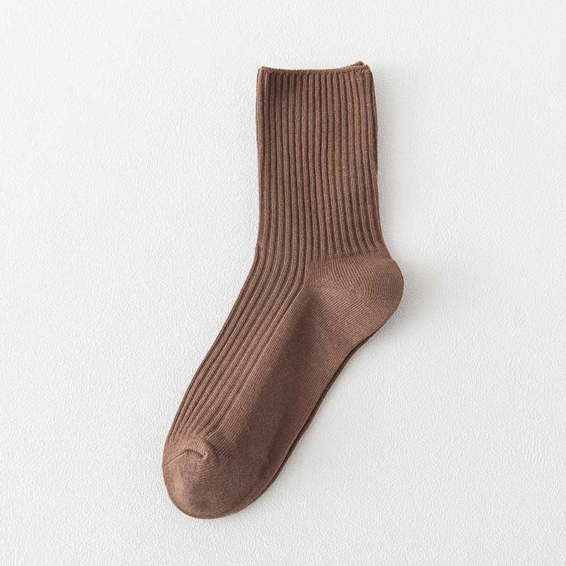 Ribbed Cotton Crew Socks for Women | Neutral Winter Slouch Socks