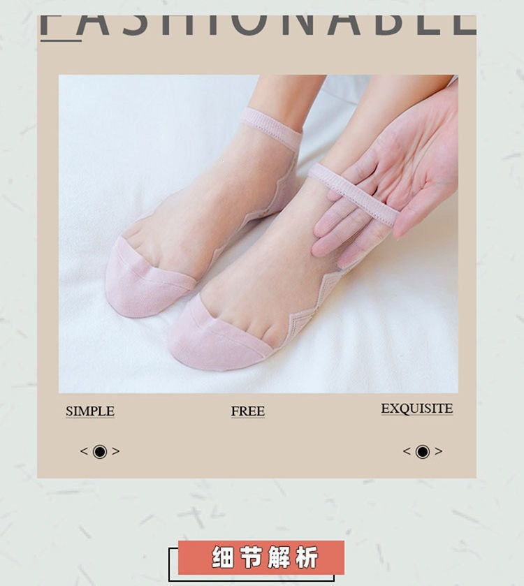 Sheer No-Show Socks for Women | Breathable Cotton Sole Summer Socks