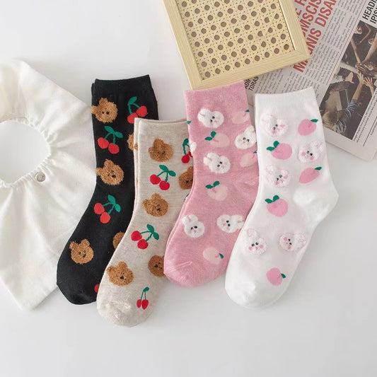 Cute Cartoon Cotton Crew Socks | Soft Novelty Socks for Women