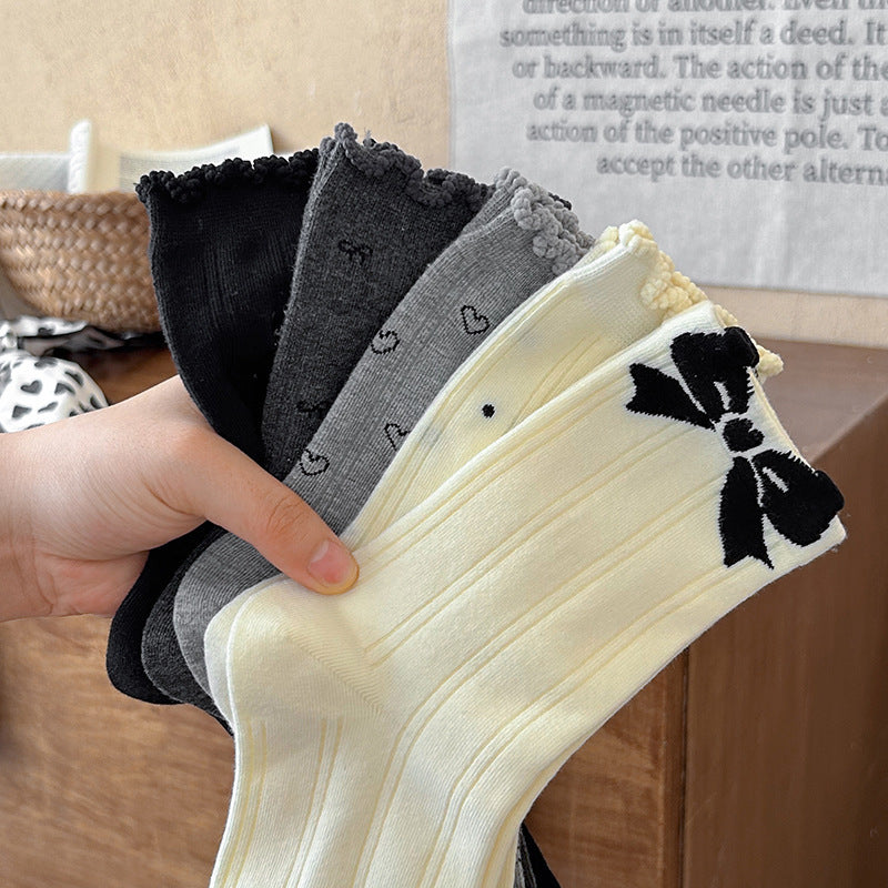 Cute Cotton Crew Socks for Women | Patterned Fall Winter Socks