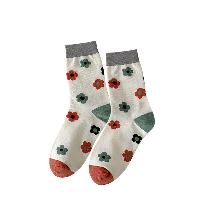 Cute Patterned Crew Socks for Women | Soft Cotton Casual Socks