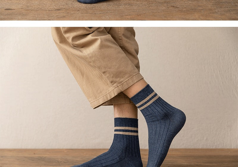 Men's Striped Cotton Crew Socks | Breathable All-Season Everyday