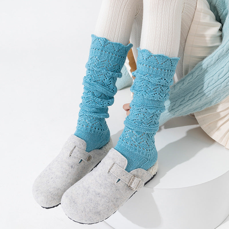 Vintage Openwork Chunky Knit Calf Socks | Cozy Winter Women's Socks