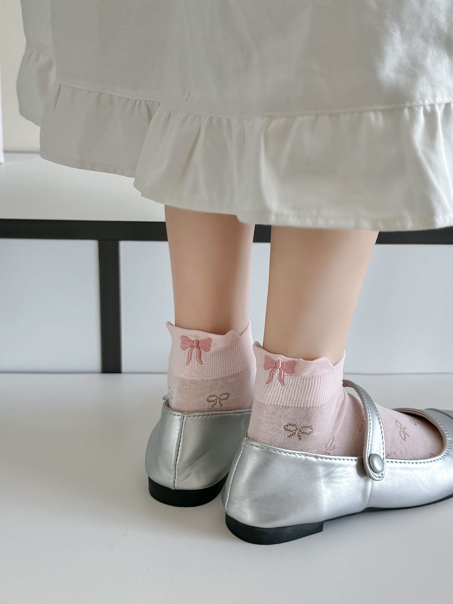 Embroidered Bow Ankle Socks | Thin Breathable Summer Socks