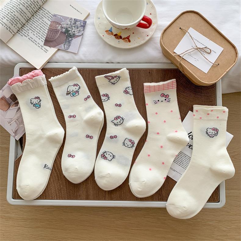 Cute Novelty Crew Socks | Kawaii Cat Print Socks for Women
