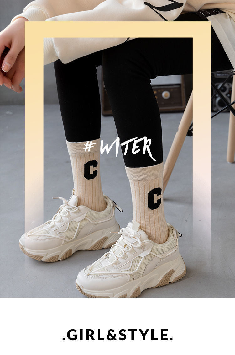 C Logo Crew Socks for Women | Trendy Soft Casual Everyday Socks
