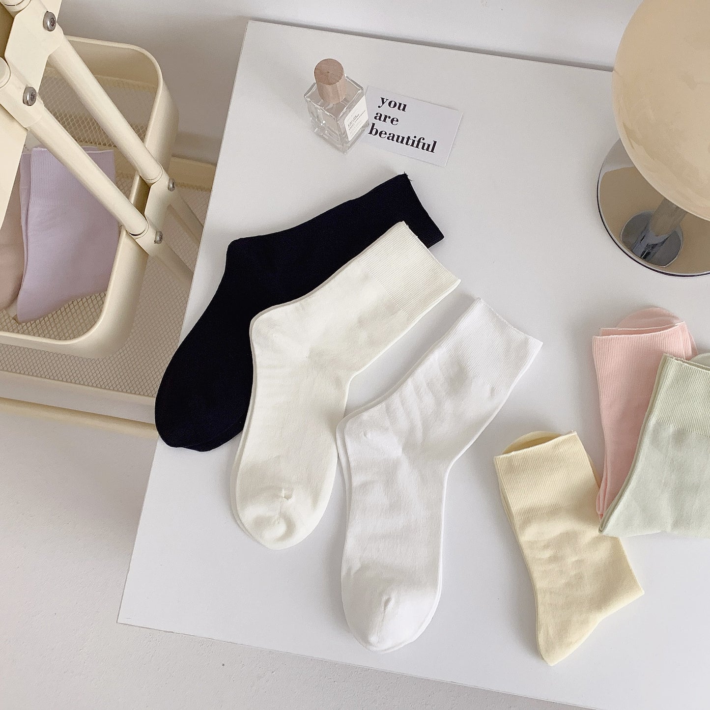 Seamless Cotton Crew Socks for Women | Loose Top Everyday Socks