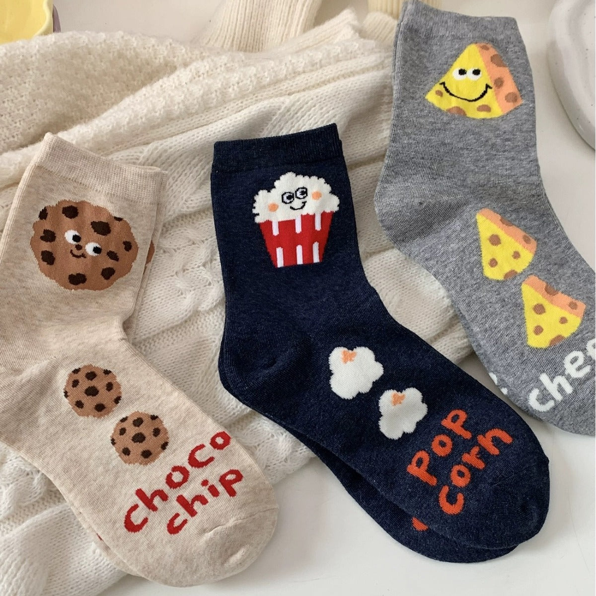 Cute Novelty Crew Socks | Fun Food Print Socks for Women