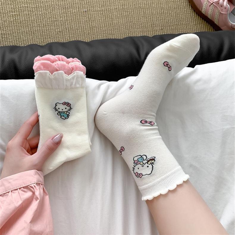 Cute Novelty Crew Socks | Kawaii Cat Print Socks for Women