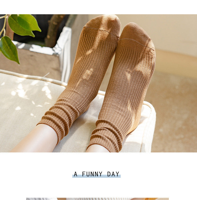 Trendy Slouch Crew Socks | Solid Neutral Socks for Women