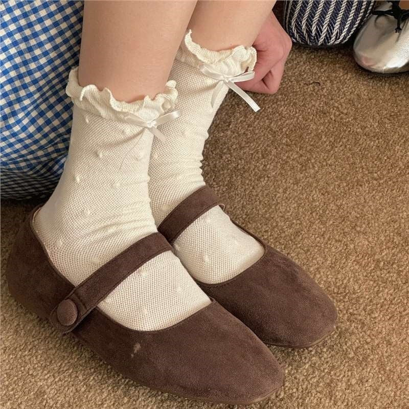 Ruffled Balletcore Crew Socks for Women | Breathable Summer Socks